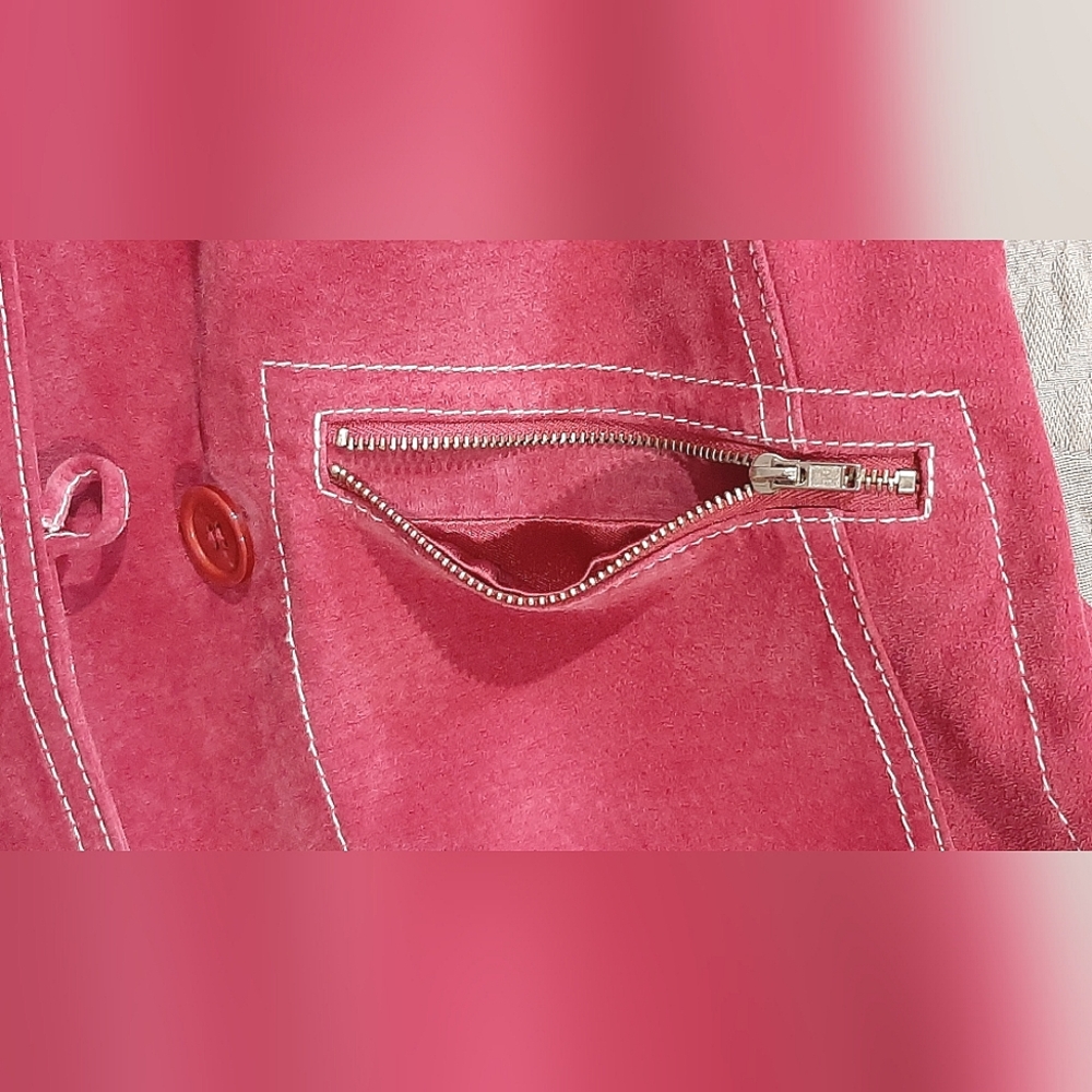 Hot Pink Suede Leather Jacket - Picture 11 of 14